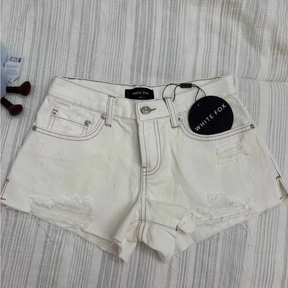 White Fox Women's White Distressed Shorts